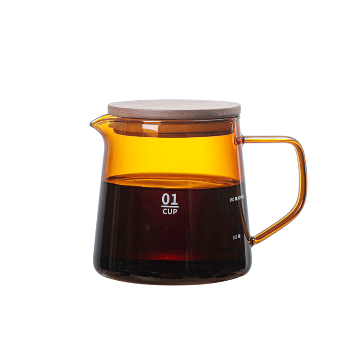 Better Koffee Hiroshi Server With Flat Wooden Lid Amber 500ML
