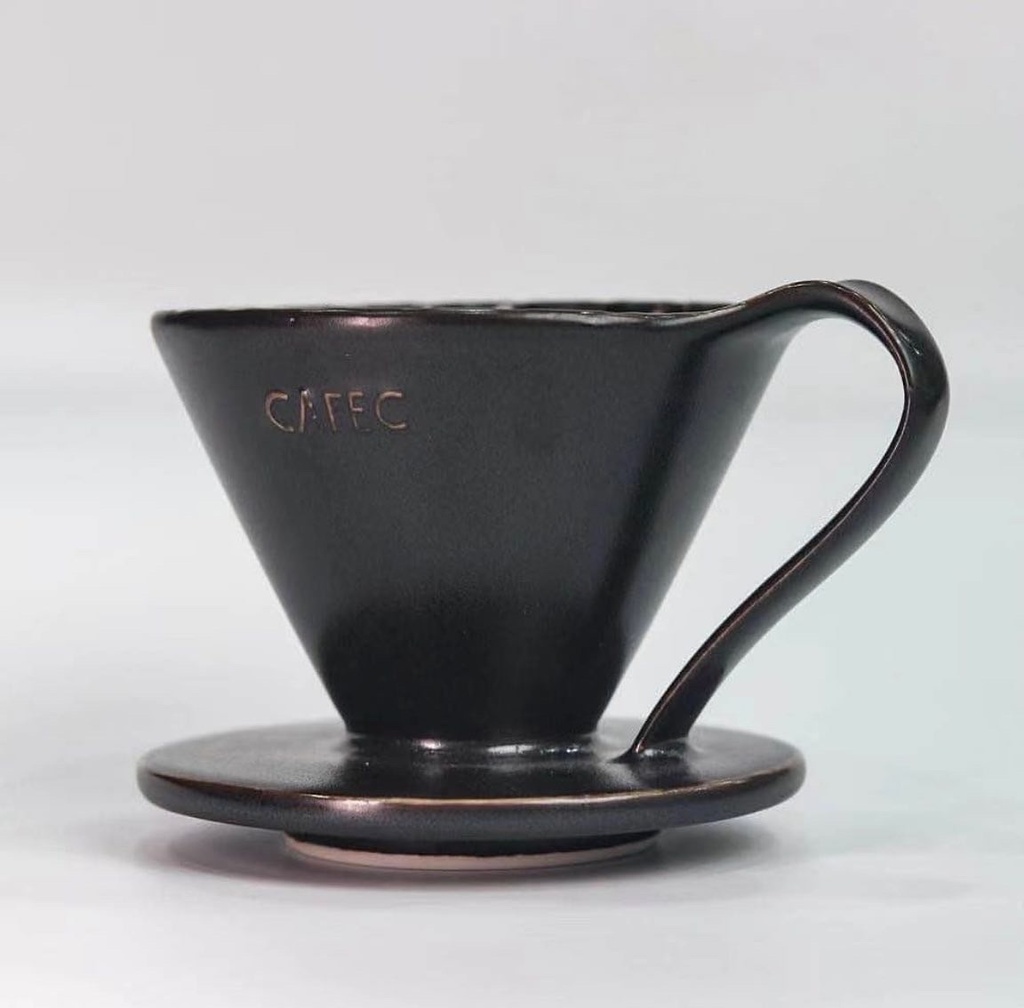 Cafec Arita Ware Flower Dripper Cup4 Black