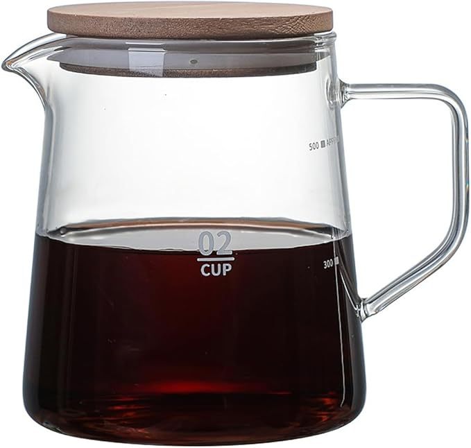 Better Koffee Hiroshi Server With Flat Wooden Lid Amber 300ML