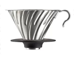 [SX00907] Hario V60 Metal Dripper 02 - Hairline Silver