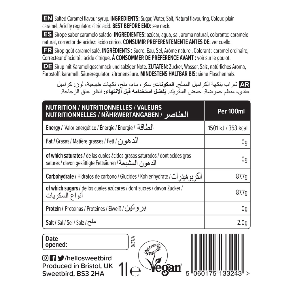 Sweetbird Salted Caremel Creative Syrup