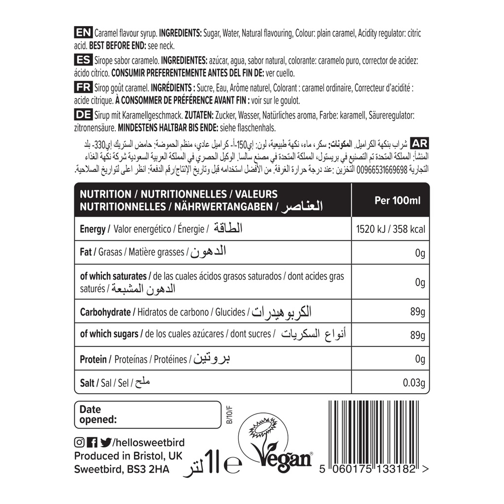 Sweetbird Caramel Classic Syrup