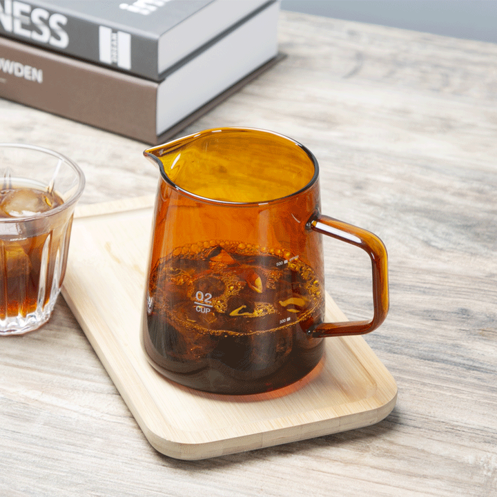 Better Koffee Hiroshi Server With Flat Wooden Lid Amber 500ML
