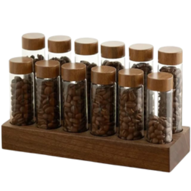 JDMON Coffee Tube With Wooden Base 12 Pcs
